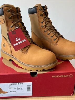Wolverine Men’s Wheat/Tan Work Boots - Lace-Up Waterproof Style Soft Toe 10
